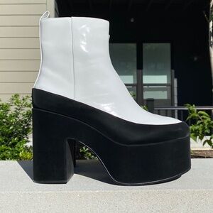 Jeffrey Campbell Deadz Platform Boot Shoes Leather High Heel White Black